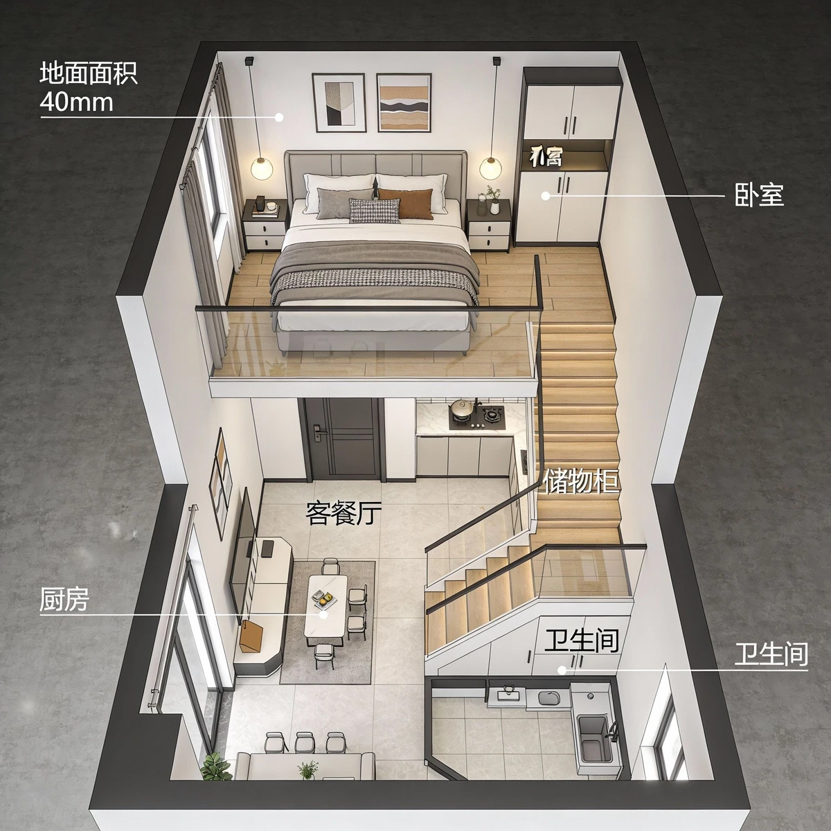 单身公寓户型图示例1