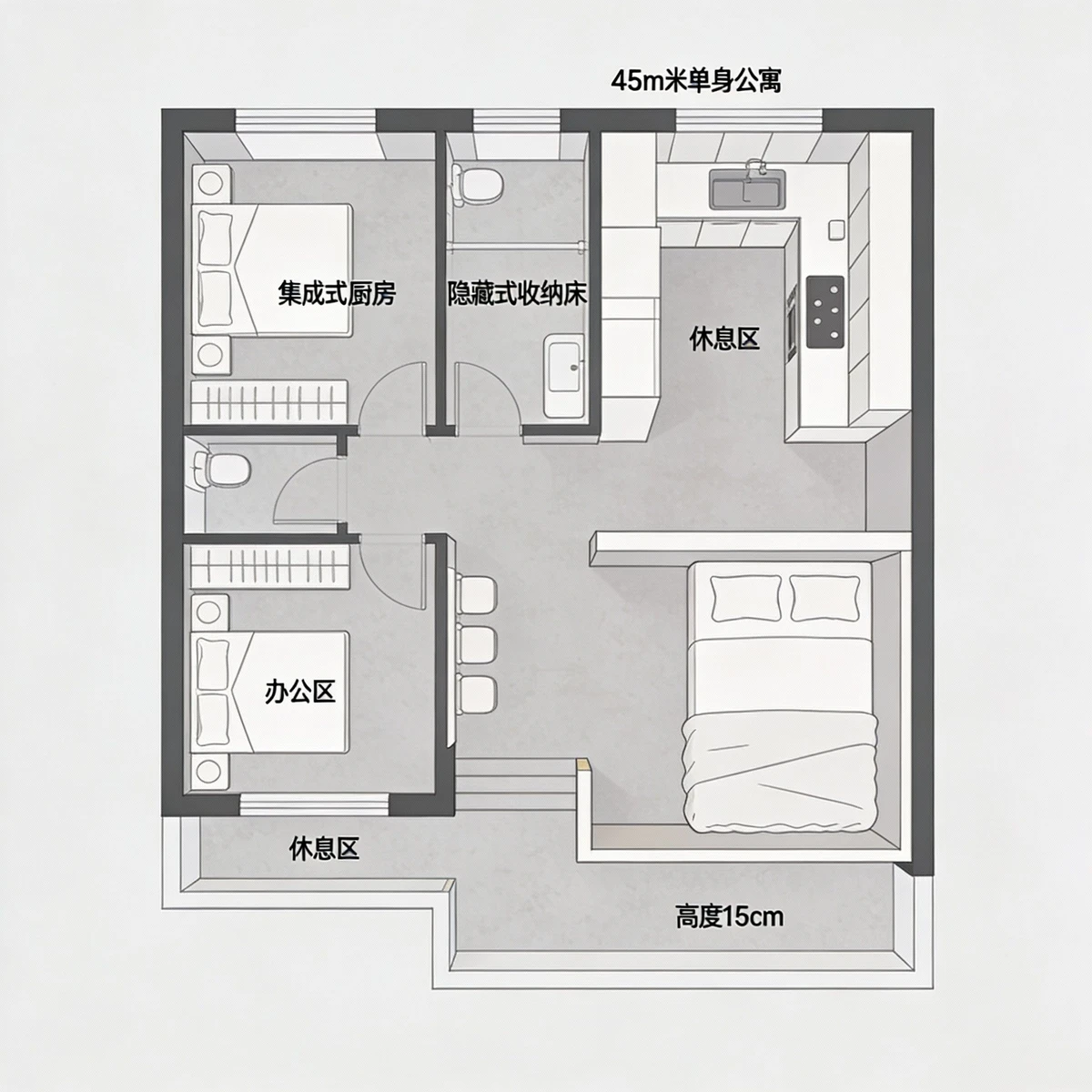 单身公寓户型图示例1