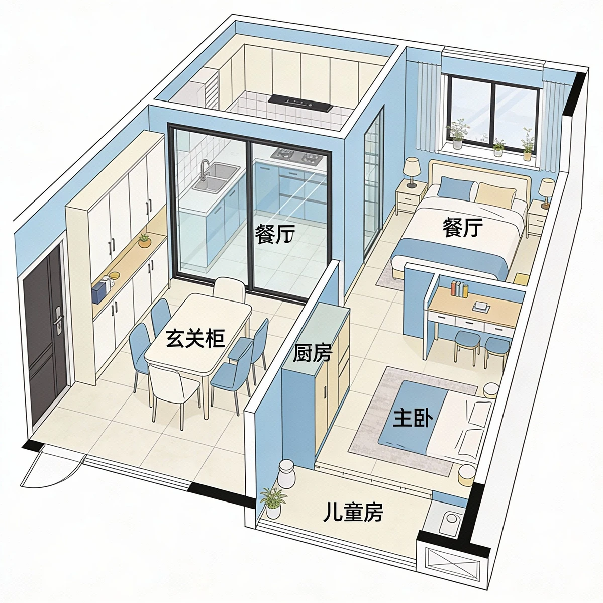 标准两居室户型图示例1